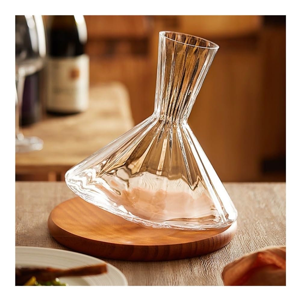 birene Decanter Decanter for Vino Rotante autobilanciante Aeratore for Bicchieri a Coste Verticali Cene in casa Degustazione