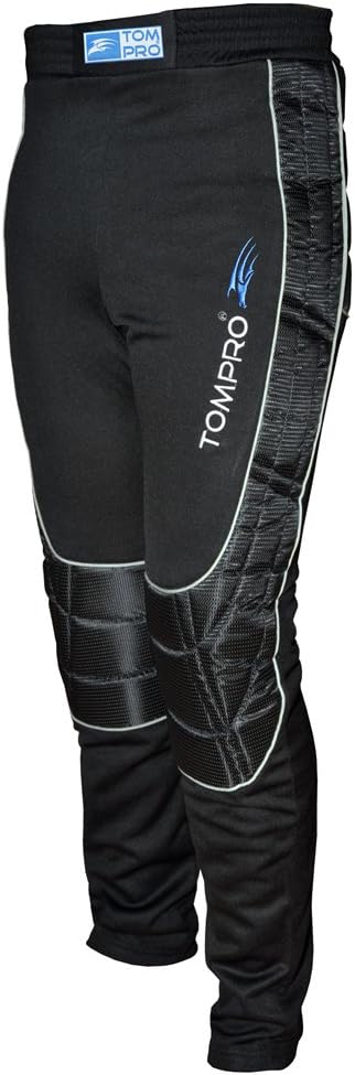 Tompro Sprint Football Goalkeeper Full Length Trousers Soccer Goalie GK Pants Brushed Inside Anatomic Protect Foam Padded Abrasive Resistant Kevlar Adult Black Size XLarge