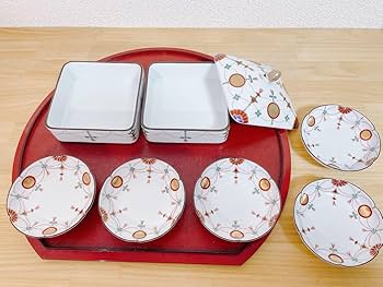 2513 希少　有田焼 其泉窯 角二段重 錦日輪赤玉瓔珞文　未使用 Amazon | 有田焼 其泉窯 角二段重 錦日輪赤玉瓔珞文 小皿 錦日輪