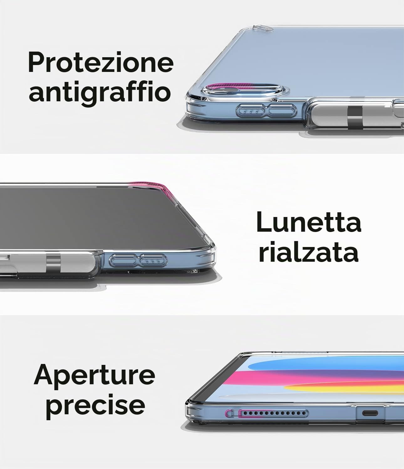 Ringke Fusion Compatibile con Cover iPad A16 / iPad 10th, Custodia Antiurto Trasparente con Porta Penna - Clear