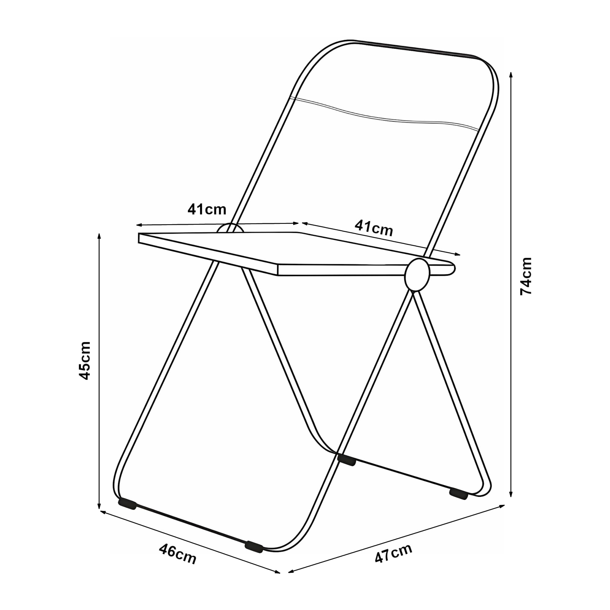 [en.casa] Juego de 2 Sillas Plegables Pornainen Transparentes para Eventos y Hogar Asiento Auxiliar Máx. 120 kg/Silla Oficina Estilo Moderno Diseño Estable 74 x 46 x 47 cm Acero Plástico - Naranja