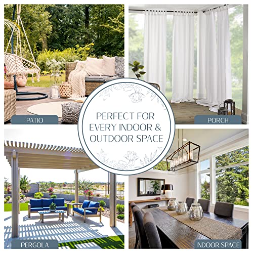 Elrene Home Fashions Matine Solid Tab-Top Indoor/Outdoor Curtain Panel, 52 inches X 84 inches, White, W 52" x L 84" (1 Panels) - Image 3