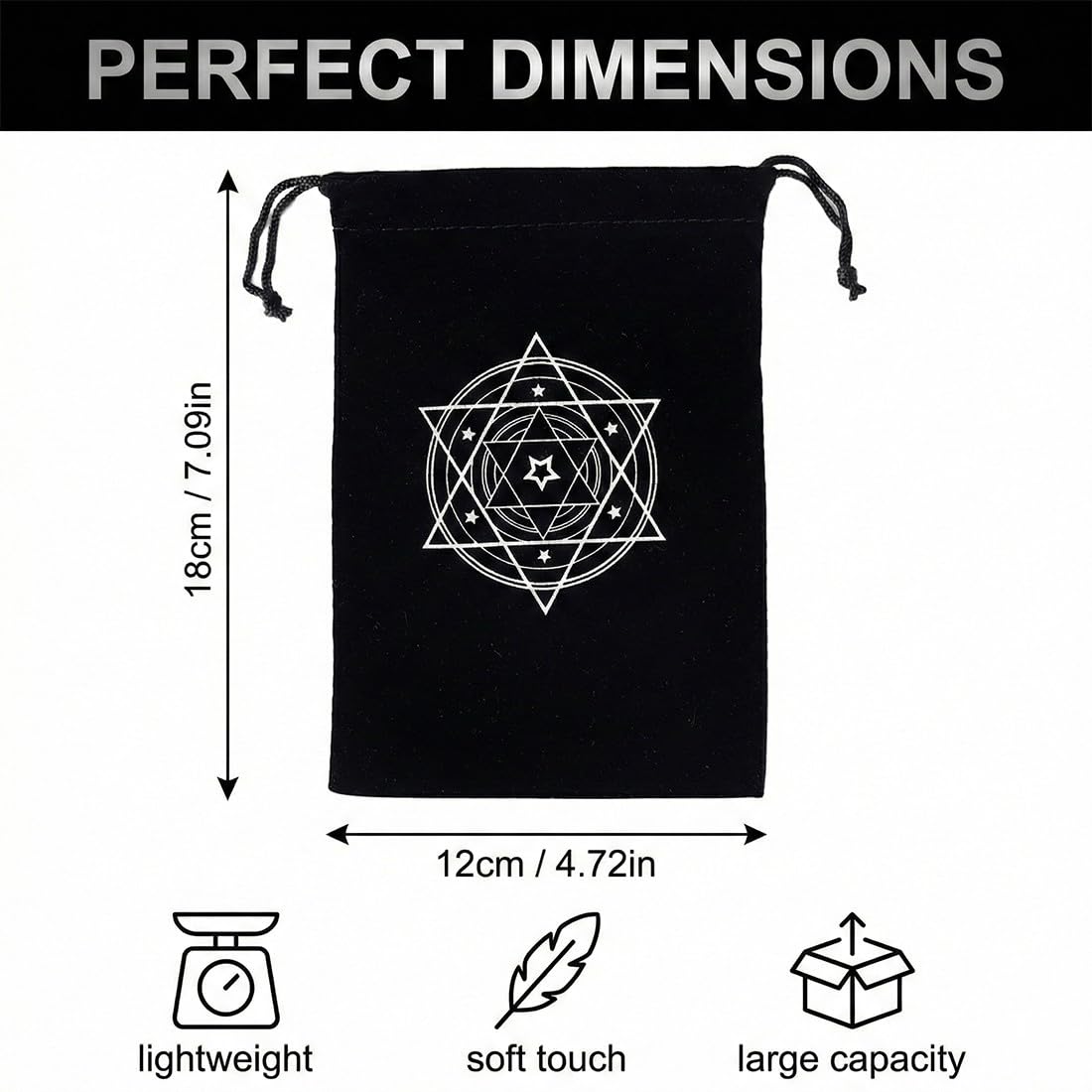 2 Pezzi Sacchetti Per Tarocchi, Misterioso Sacchetto Nero Per Carte Dei, Borsa Per Tarocchi, Dadi E Tarocchis, Con Coulisse, Porta Carte, Per Gli Appassionati