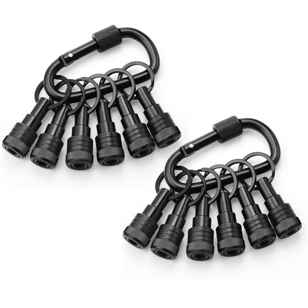 Xnuiasqe Men's 2Set Bit Holders Keychain 1/4 Inch Hex Shank Bit Holders Drill Bit Socket Adapter