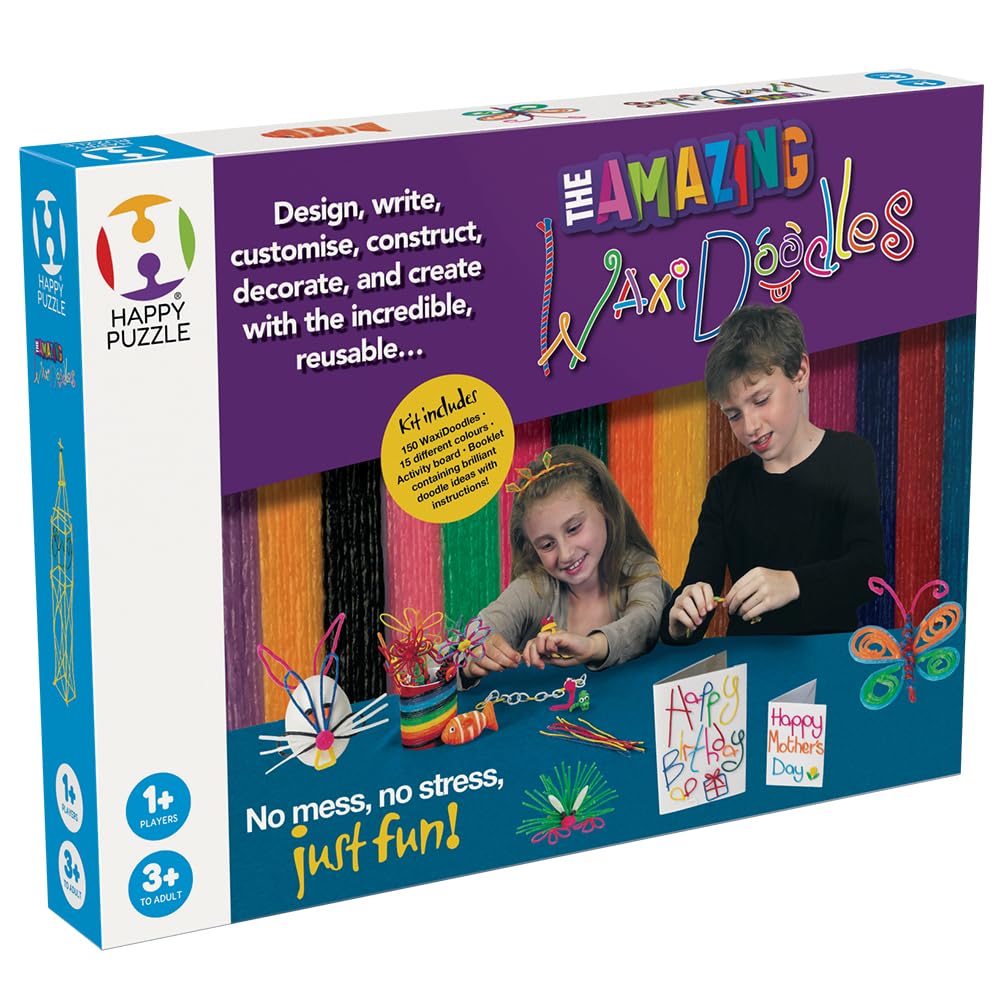 The Happy Puzzle Company WaxiDoodles - Modelling Wax Covered Sticks - Craft Kits for Kids - Design, Construct, Model and Create with The Fun & Reusable WaxiDoodles! Gifts for Her & Him - Ages 3+