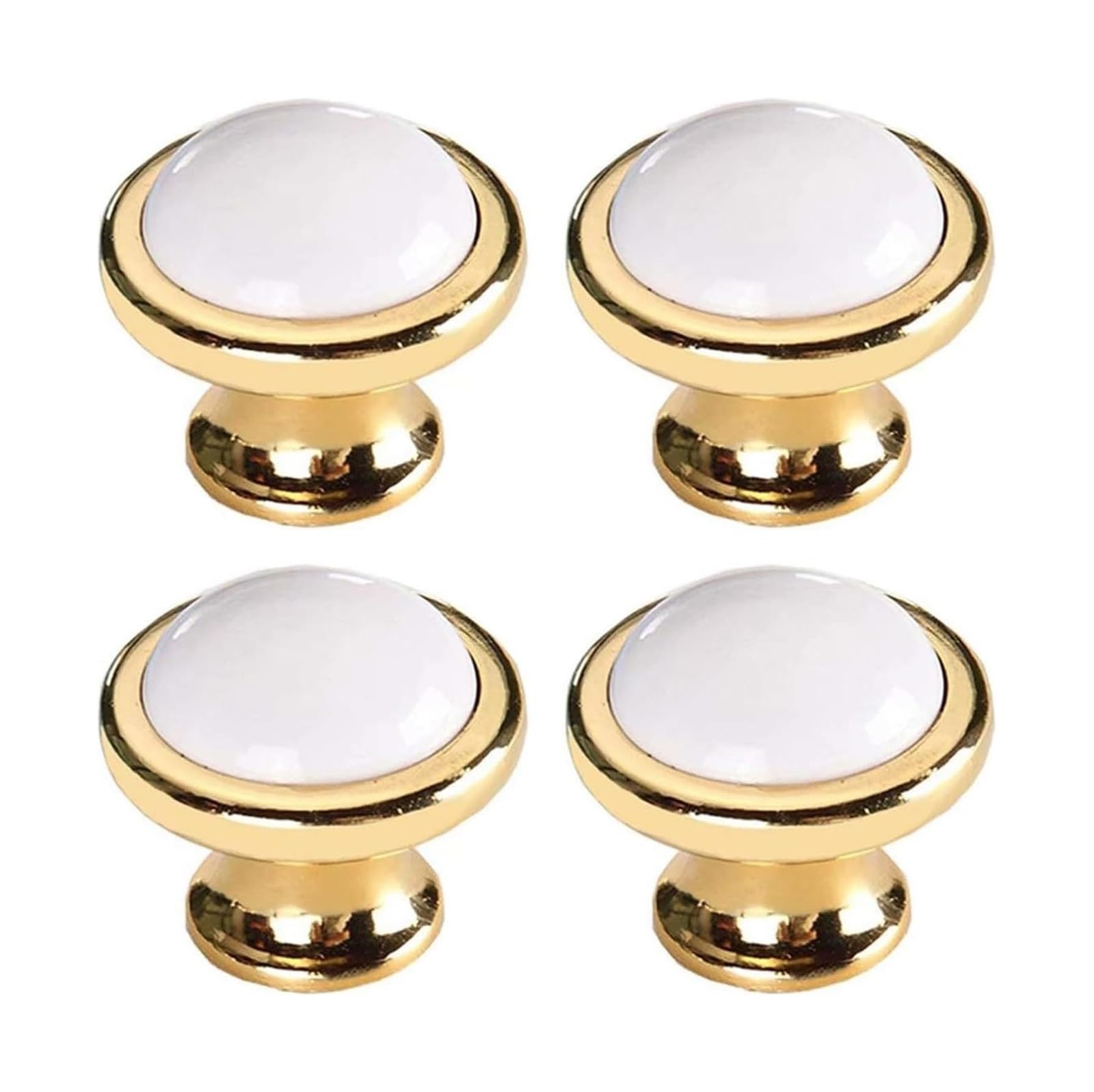 Opeximatun Golden Ceramic Drawer Knobs, 4 Pcs Ceramic Cabinet Drawer Pull Handles, Zinc Alloy Base(,Single Hole)