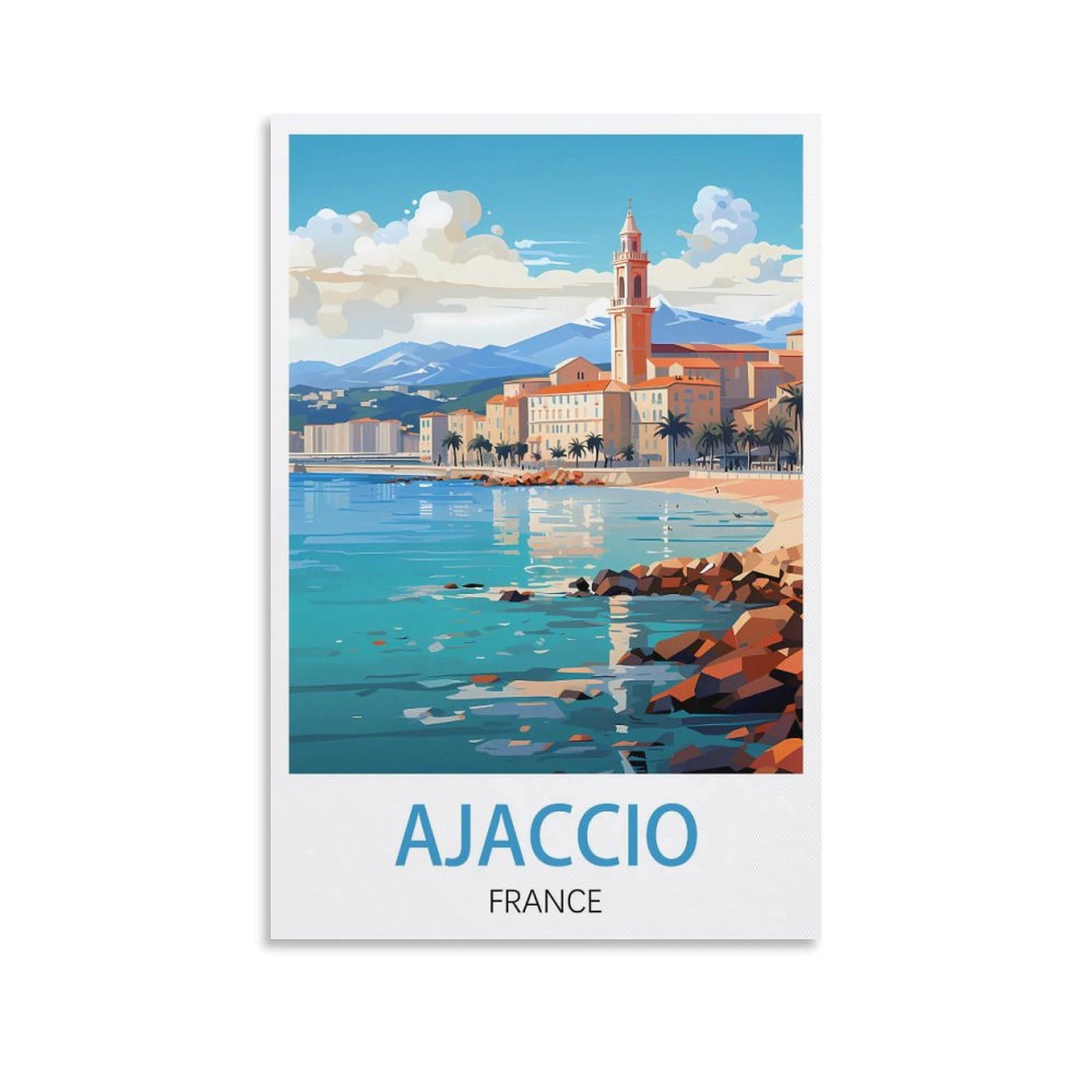 EZMLFA DIY Diamond Painting,Ajaccio France 5D Landscape Diamond Painting Kits for Adult, Gem Art Crystal Art Kits for Adults, for Home Wall 50x60cm