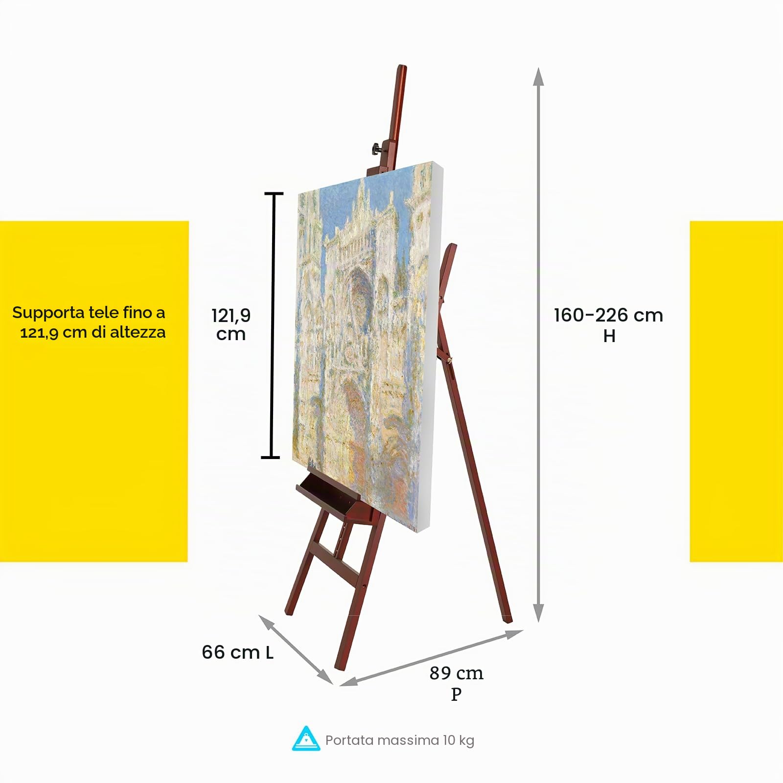 MEEDEN Cavalletto per Pittori Grandi in Noce Regolabile Cavalletto per Artisti in Legno Massello di Faggio, Cavalletto da Studio per Adulti con Portaspazzole, Supporta Tela fino a 122cm
