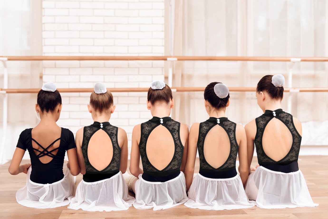 DANSHOW Justaucorps de Ballet en Dentelle pour Filles Justaucorps à col roulé pour Filles pour la Danse