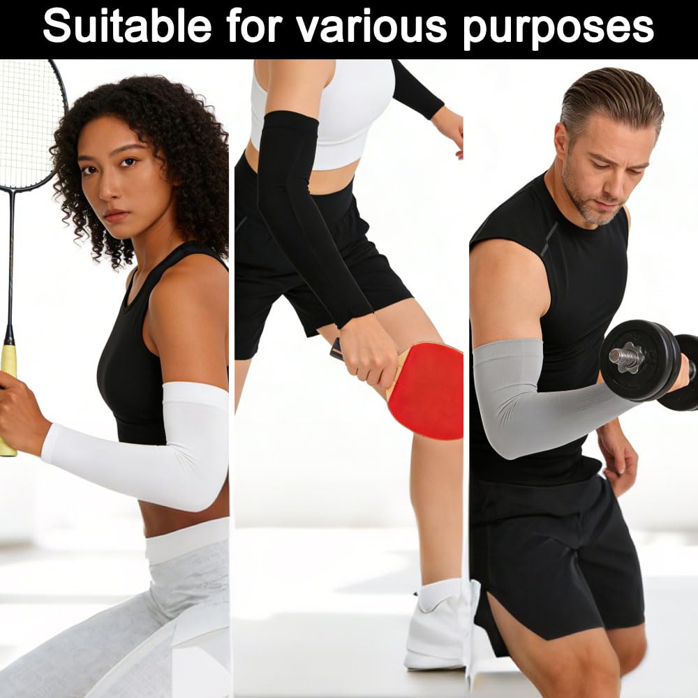 Manguitos unisex con protección UV, 3 pares de mangas de compresión transpirables para hombres y mujeres, calentadores de brazos elásticos para deportes al aire libre, ciclismo, baloncesto