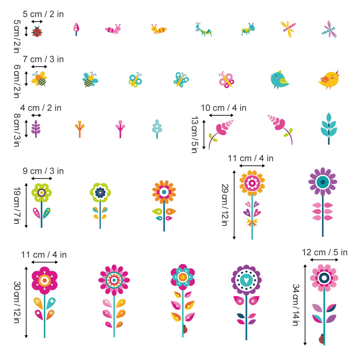 Minimal Line Drawing Flowers Corner Wall Decals, Accent Wall