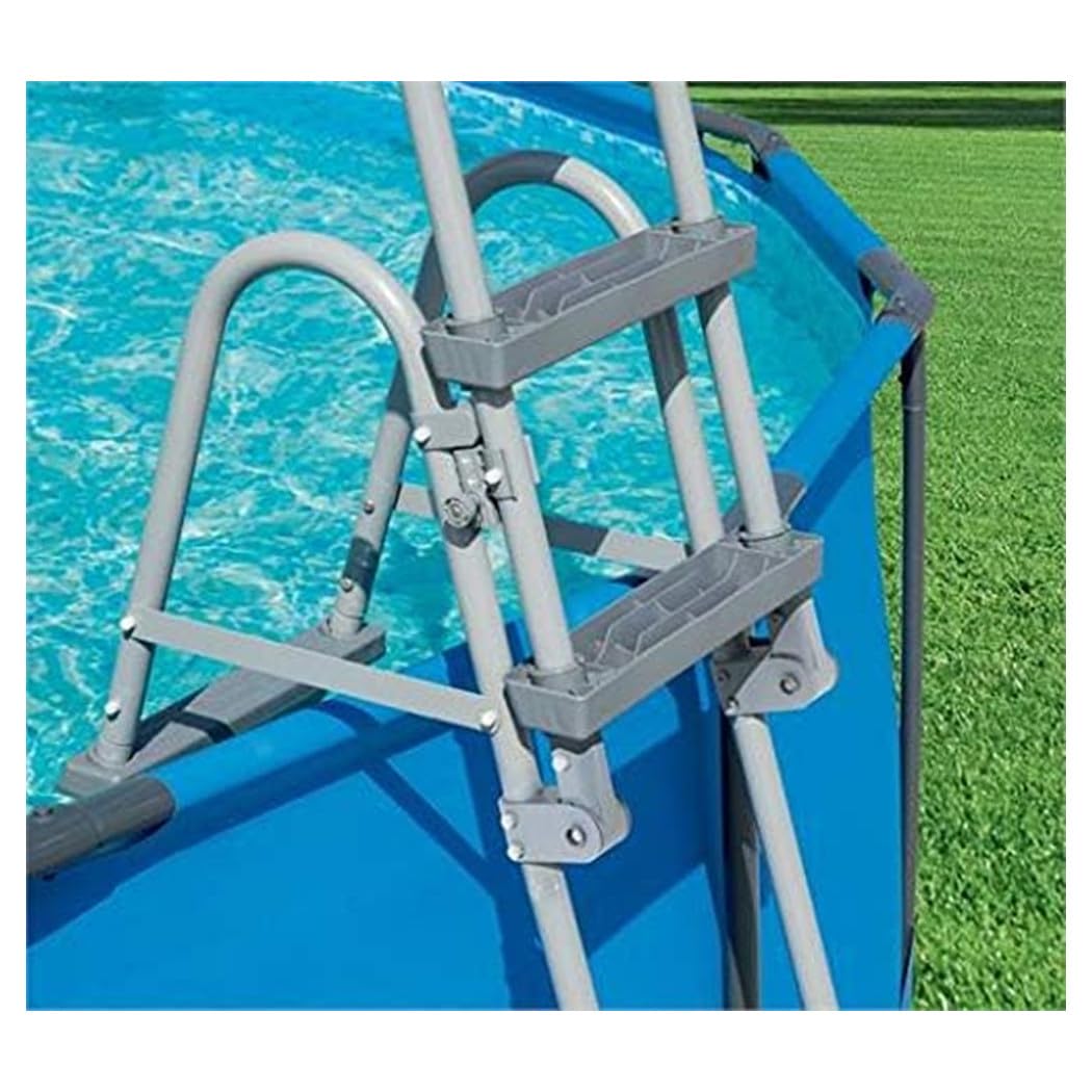 Trade Shop - Scaletta di Sicurezza per Piscine 122cm con Gradini in Plastica Telaio in Metallo 58331 -