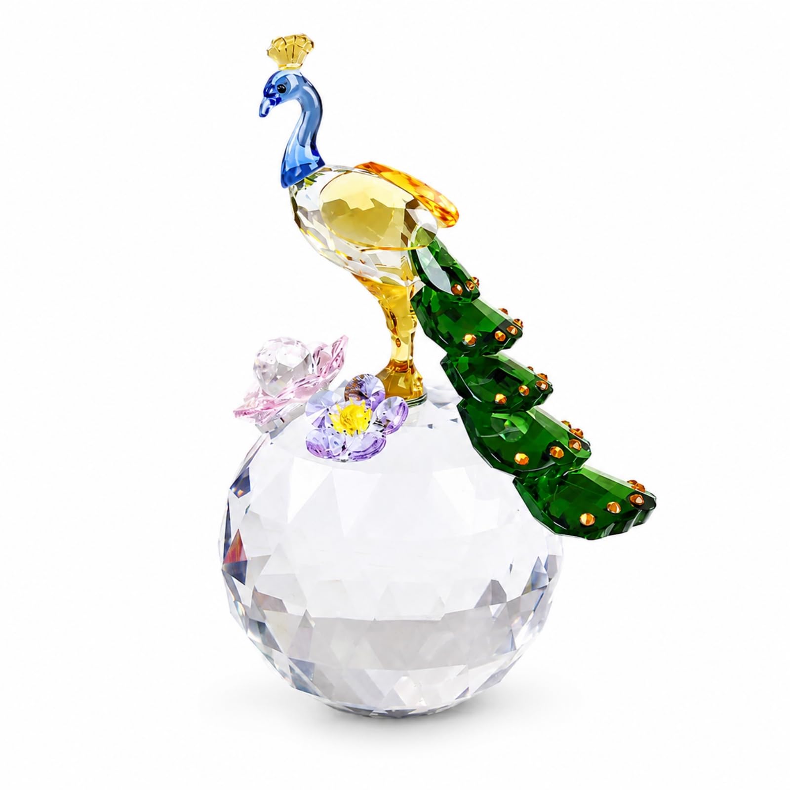Bola de Cristal Decorativa con Figura Elegante sobre Base Esférica Cristal Facetado Que Refleja Luz Adorno de Mesa Coleccionable Adecuada para Salón Oficina, Verde