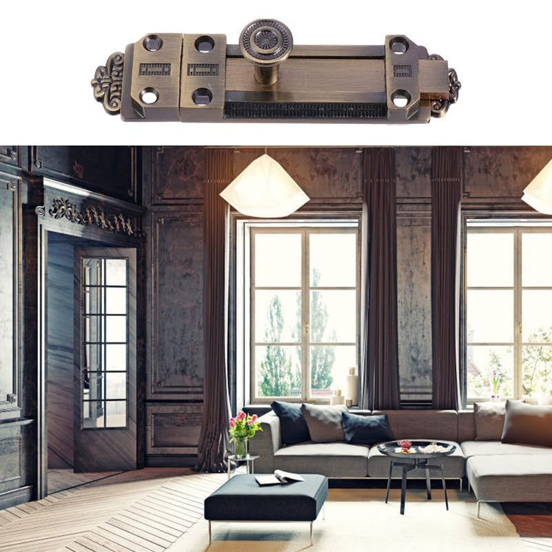 Image of Sliding Door Bolt Latch Zinc Alloy Flush Bolt Level for Doors and Windows 5.55X1.18X1.06In Lock for Home Interior and Exterior Use