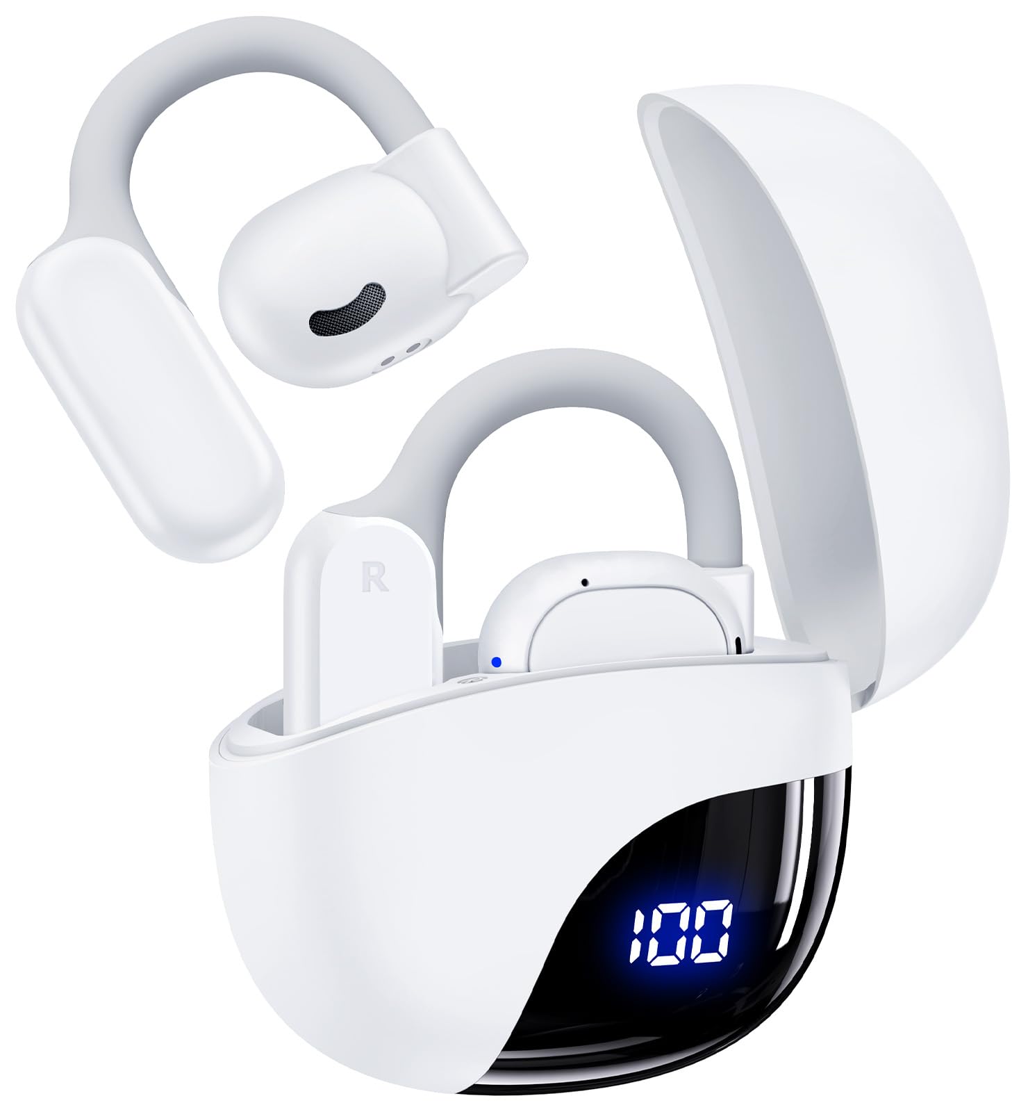 TAGRY Open Ear Earbuds Wireless Bluetooth Headphones 80Hrs Playtime Ear Buds with Earhooks IPX7 Waterproof Touch Control Earphones Sport Headsets for