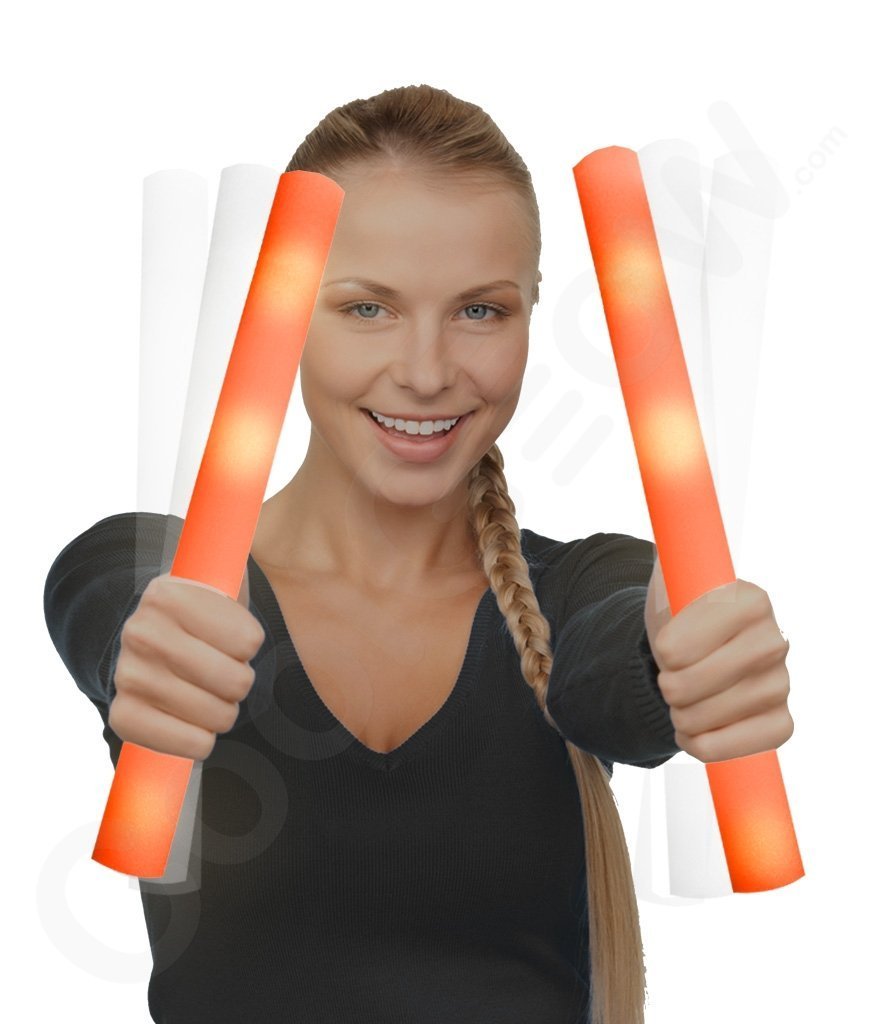 Fun Central 6 Pack Orange LED Foam Stick Baton | New Year’s Eve Party Supplies Christmas Party Acessories Concerts Raves EDM Concerts Parades House Parties