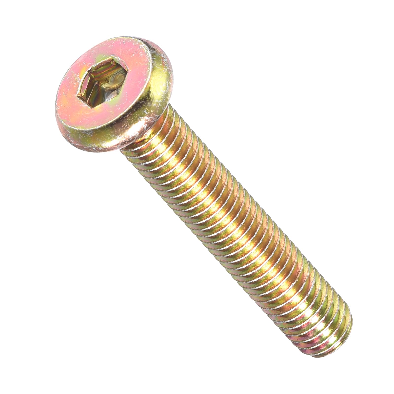 METALLIXITY Flat Head Hex Socket Cap Screws Bolts(M6-1x35) 5Pcs, Steel Hex Socket Furniture Bolts Screws - for Furniture Woodworking Project, Yellow