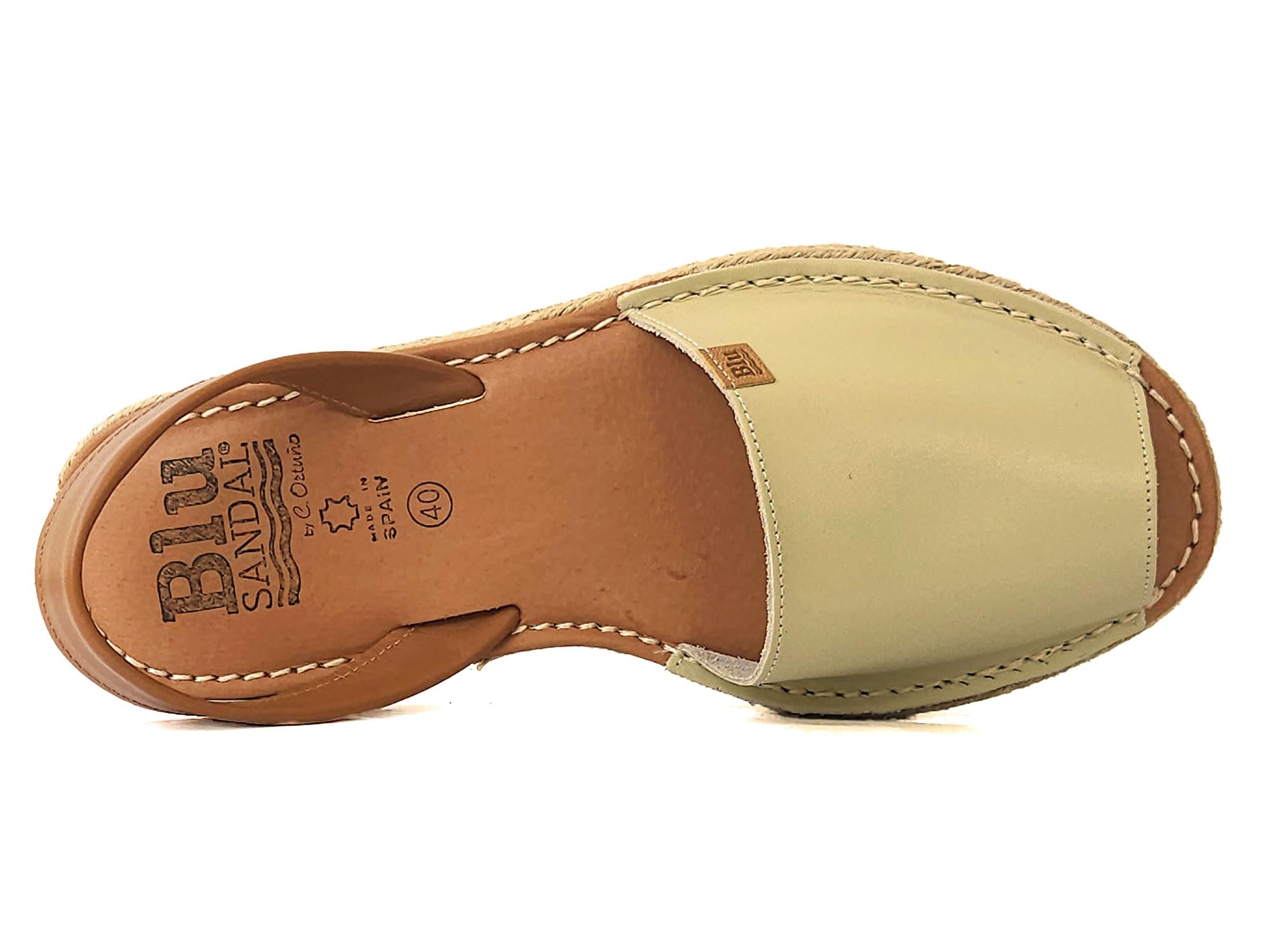 Avarca Sandalias de piel para mujer – Menorquina Plataforma Sandalias con suela de rafia y plantilla acolchada – Fabricado en España