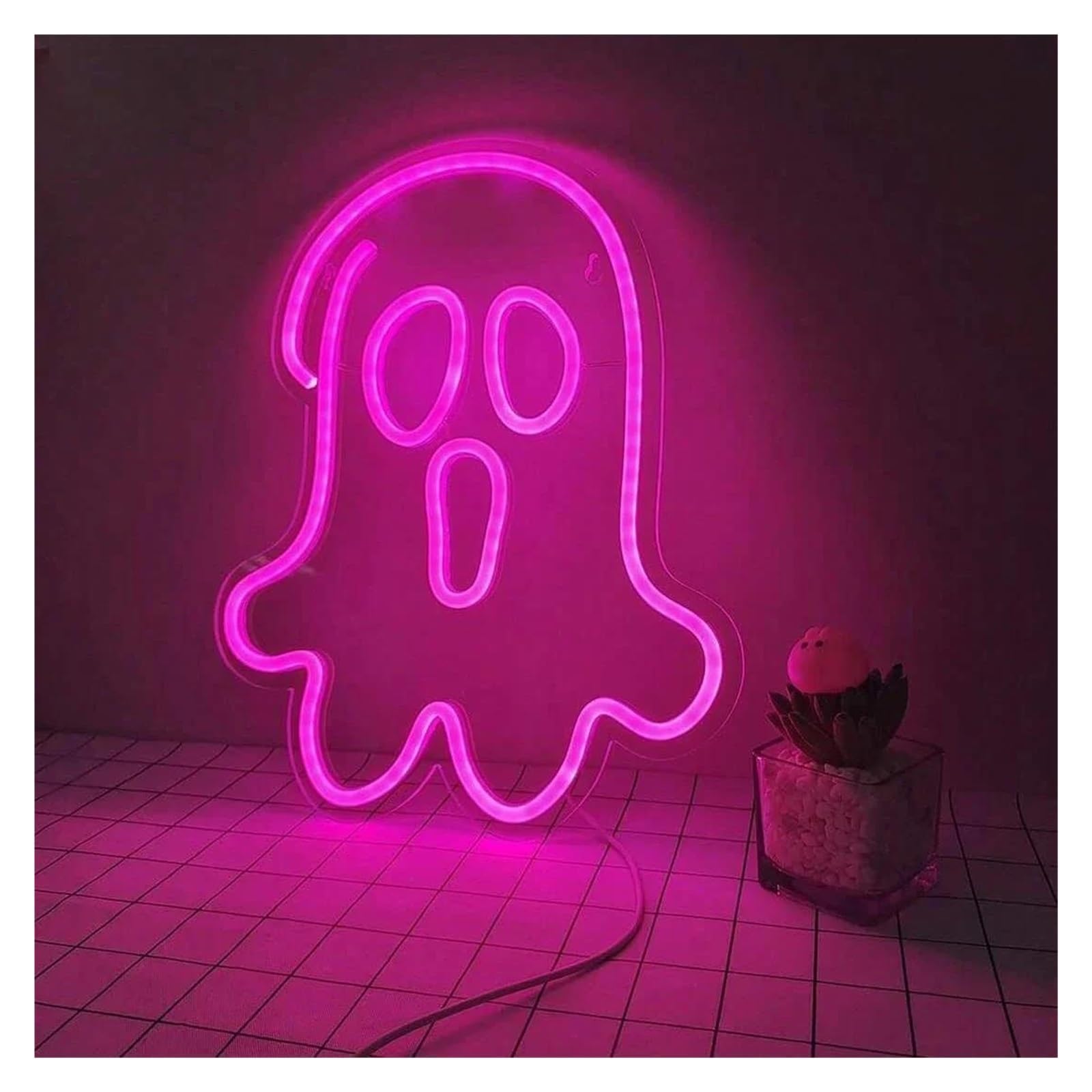 LEMST Signs Lamp Ghost Neon Sign for Wall Decor Neon Lights for Home Bedroom Decor USB Powered Lights for Room Decor 35x29cm