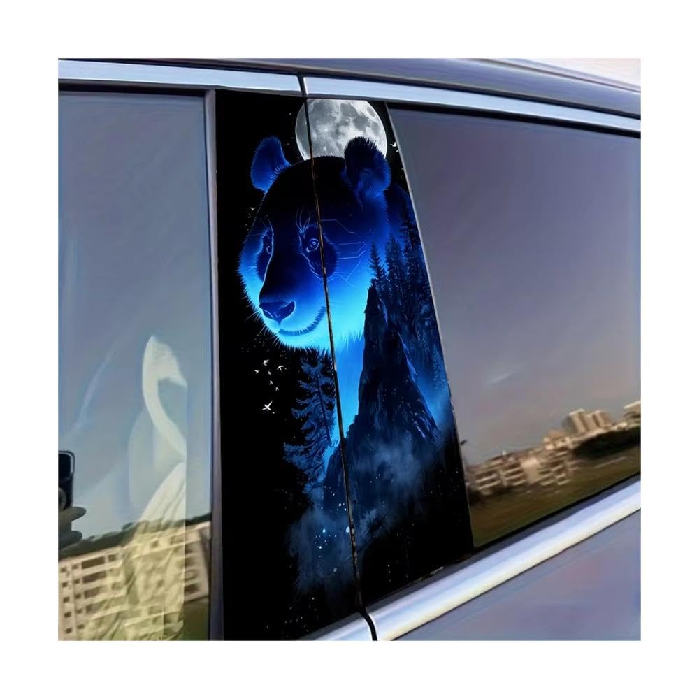 Auto Accessory 2pcs Car Door Pillar Decoration Sticker Glowing Panda Glossy Protective Polyethylene Film