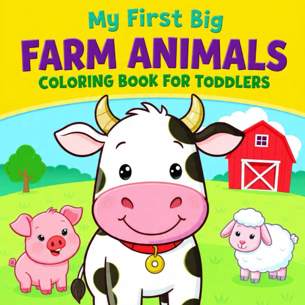 My First Big Farm Animals Coloring Book for Toddlers: Easy and Simple Barnyard Coloring Pages for Kids Ages 1–4 | Bold Outline Farm Friends for Little Hands