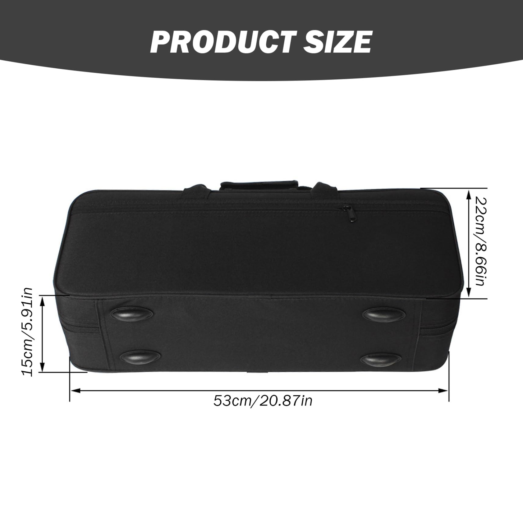 Estuche para trompeta Estuche para trompeta impermeable antivibración 3 compartimentos con correas de transporte y bolsillo frontal Mochila portátil de tela Oxford 21x9x6 pulgadas, negro