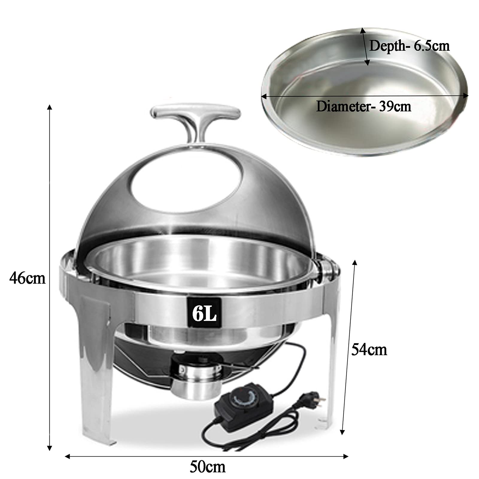Chafing Dish Elettrico Set 400W/220V, Scaldavivande in Acciaio Inossidabile per Buffet Feste, Contenitore Termico per Alimenti Pentole Riscaldante, Ideale per Hotel