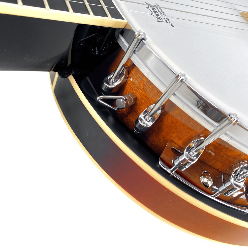 Banjo Banjo-Set mit 5 Saiten, volle Größe, mit Resonator, Banjo-Set mit geschlossenem Rücken mit Stegsaiten, Starp Fingerplektren, Etui für Erwachsene und Anfänger