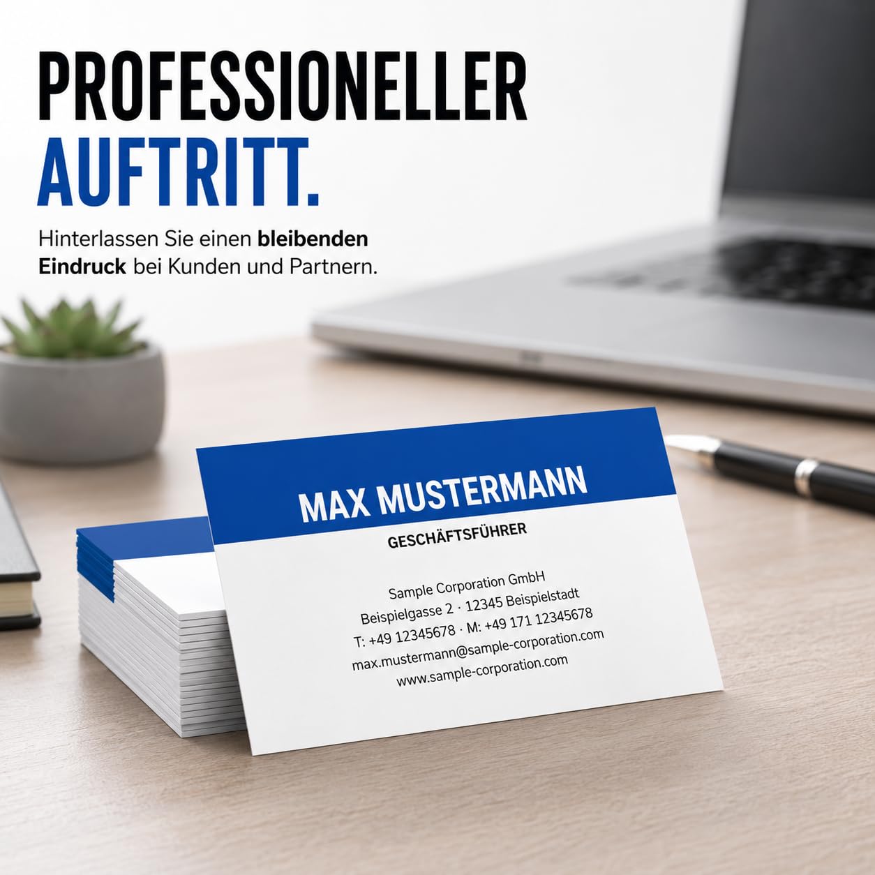 Visitenkarten, prinux, Professionell, 1800 Stück, 400g-Karton, mit Wunschtext - Text, Schriftart und Farben sofort online anpassen