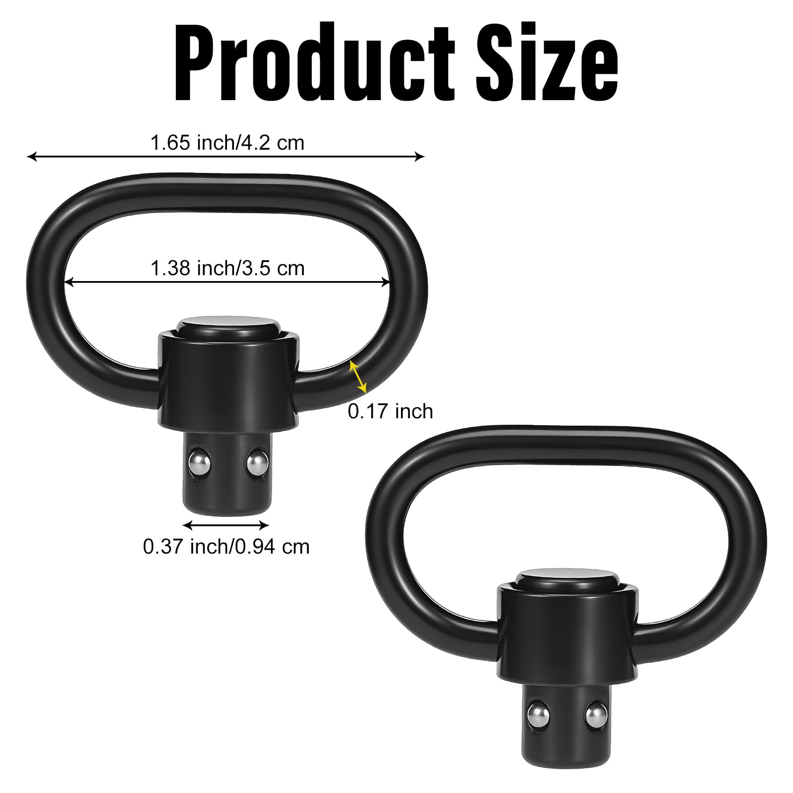 NEATABY Quick Detach Sling Swivel Attachments, 2 Pcs 1.25” Button-Operated Mount, Two Point and Traditional Sling Swivel, Black