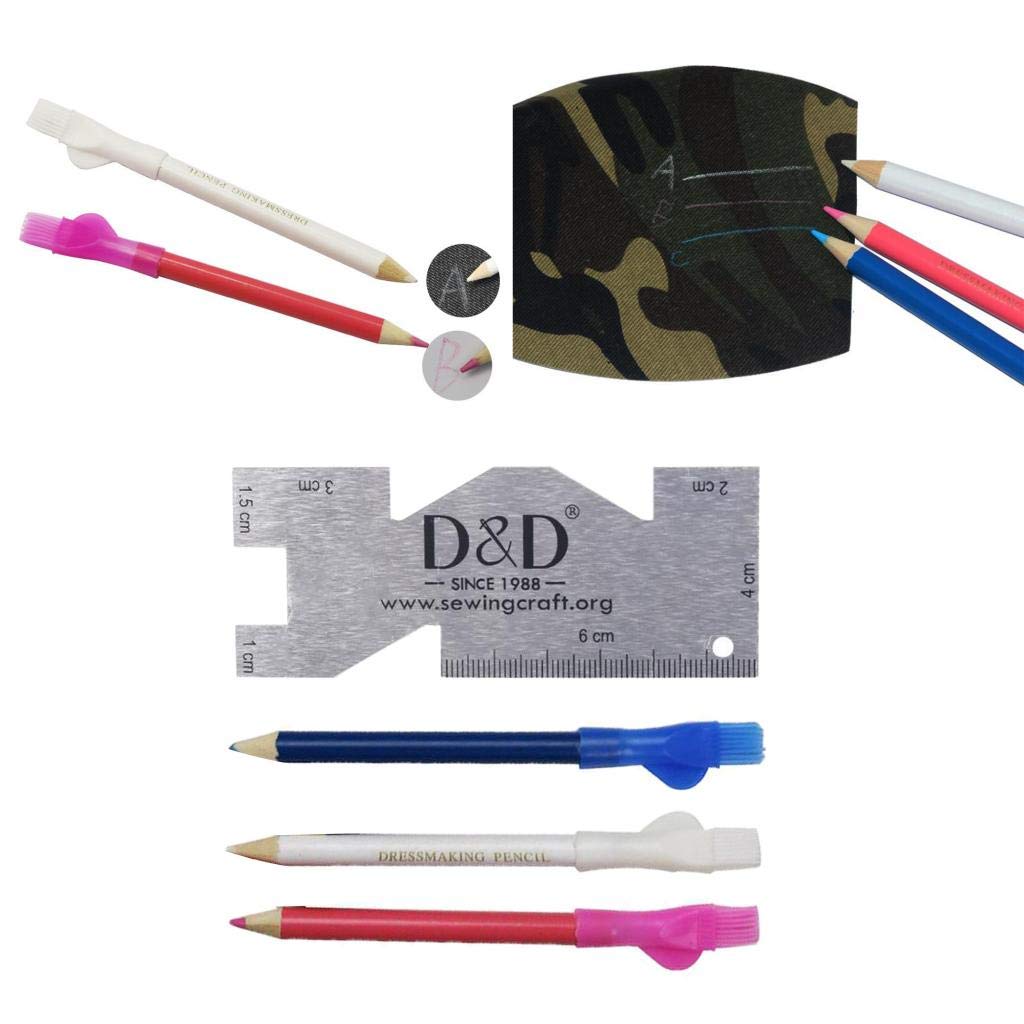 10 Set Schneiderkreide Stift Marker Bleistift Lineal Nähen Stoff Leder Tuch Markierung