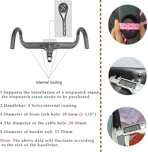 Miniatura 4 de manillar de bicicleta de carretera manillar de bicicleta manillar integrado de carbono 1-18 "manillar de fibra de carbono manillar de carretera Aero