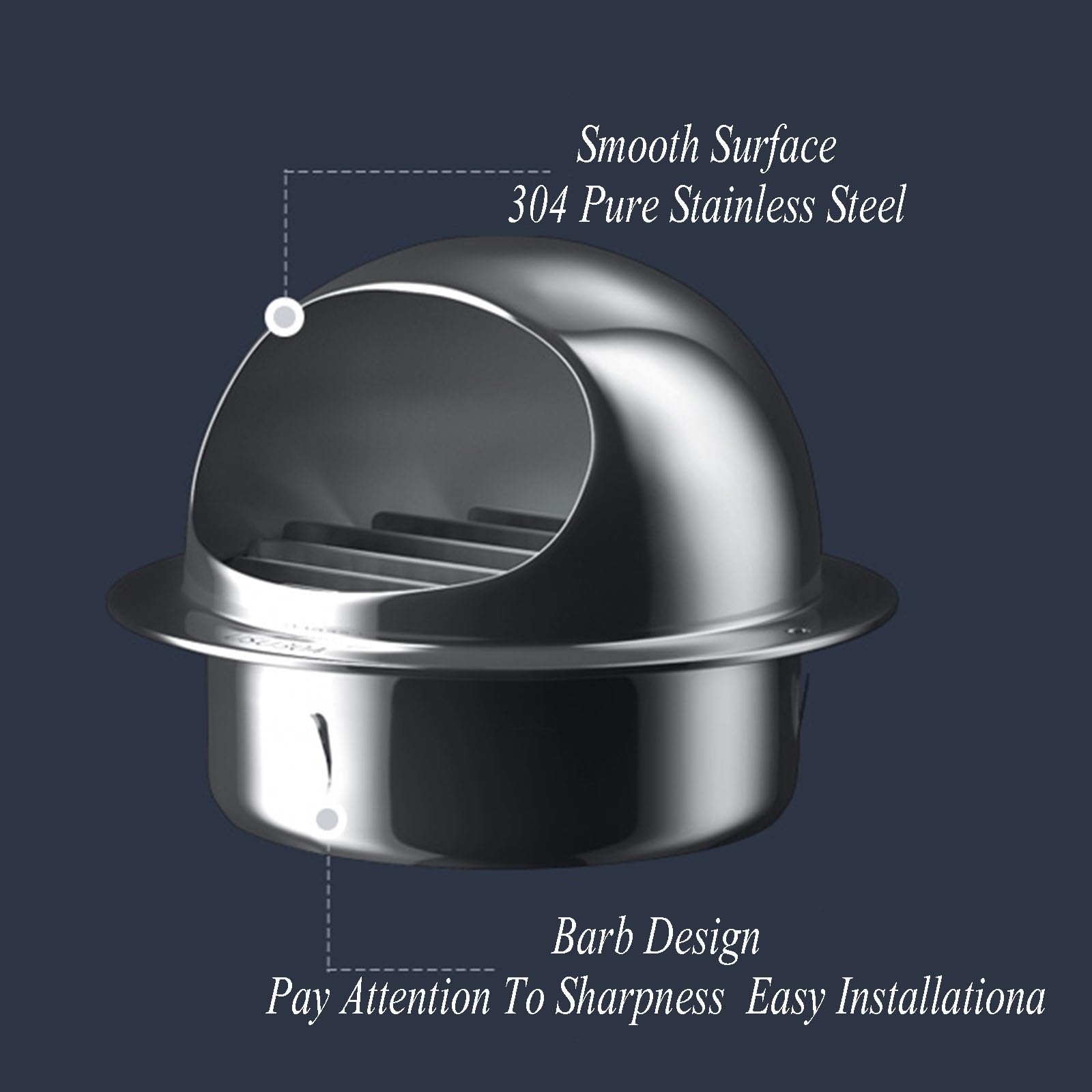 VentilacióN De Aire De Acero Inoxidable 304,Tapa Para Salida De Humos, Acero Inoxidable Salida De Aires，ProteccióN Para DesagüE, Proceso De Dibujo, RecirculacióN De Aire ( Size : 120mm/4.72in )