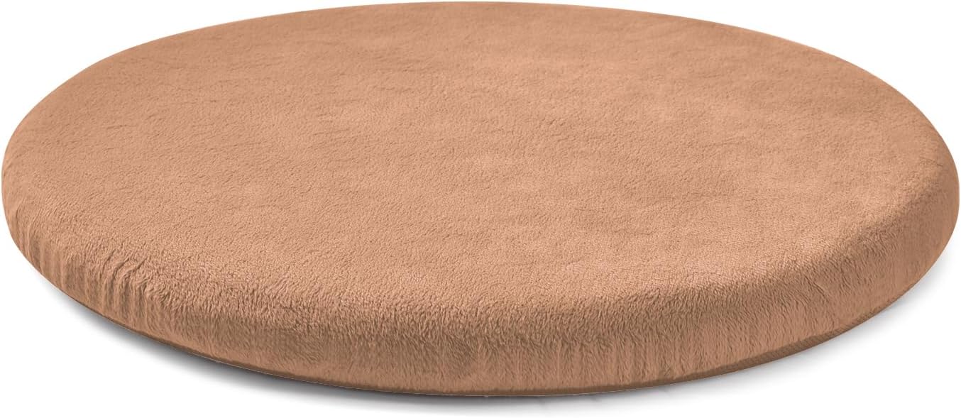 Round Memory Foam Chair Cushion Circle Bar Stool Pad Detachable Chair Seat Cushion with Removable Cover and Rubber Back Anti Slip Kitchen Dining Chair Pad 13 Inches Camel