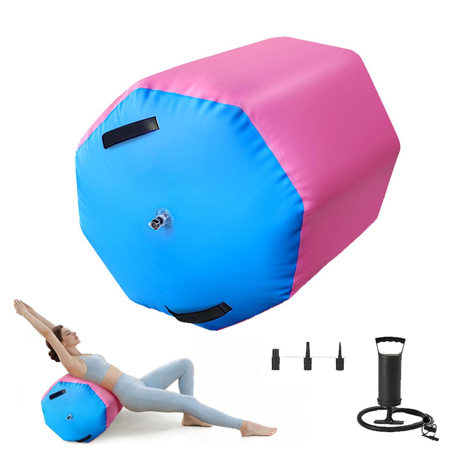Rullo da ginnastica, 80 x 100 cm, gonfiabile, con pompa ad aria, tappetino da ginnastica ottagonale, per yoga, allenamento, fitness, palestra, uso domestico