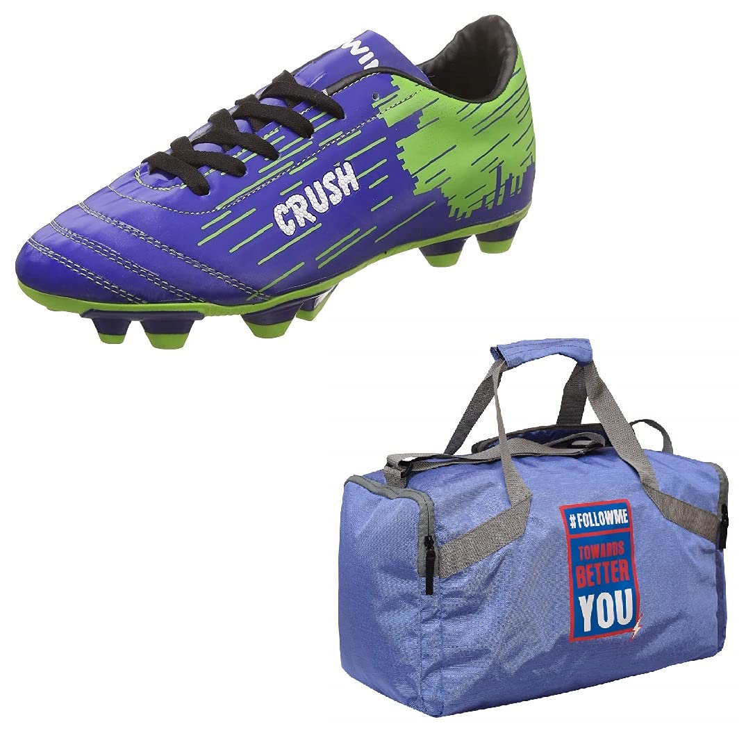 Charged Sports Bag Bouclier Follow Me Senior Purple With Gowin Football Shoe Crush Blue Green Size-6