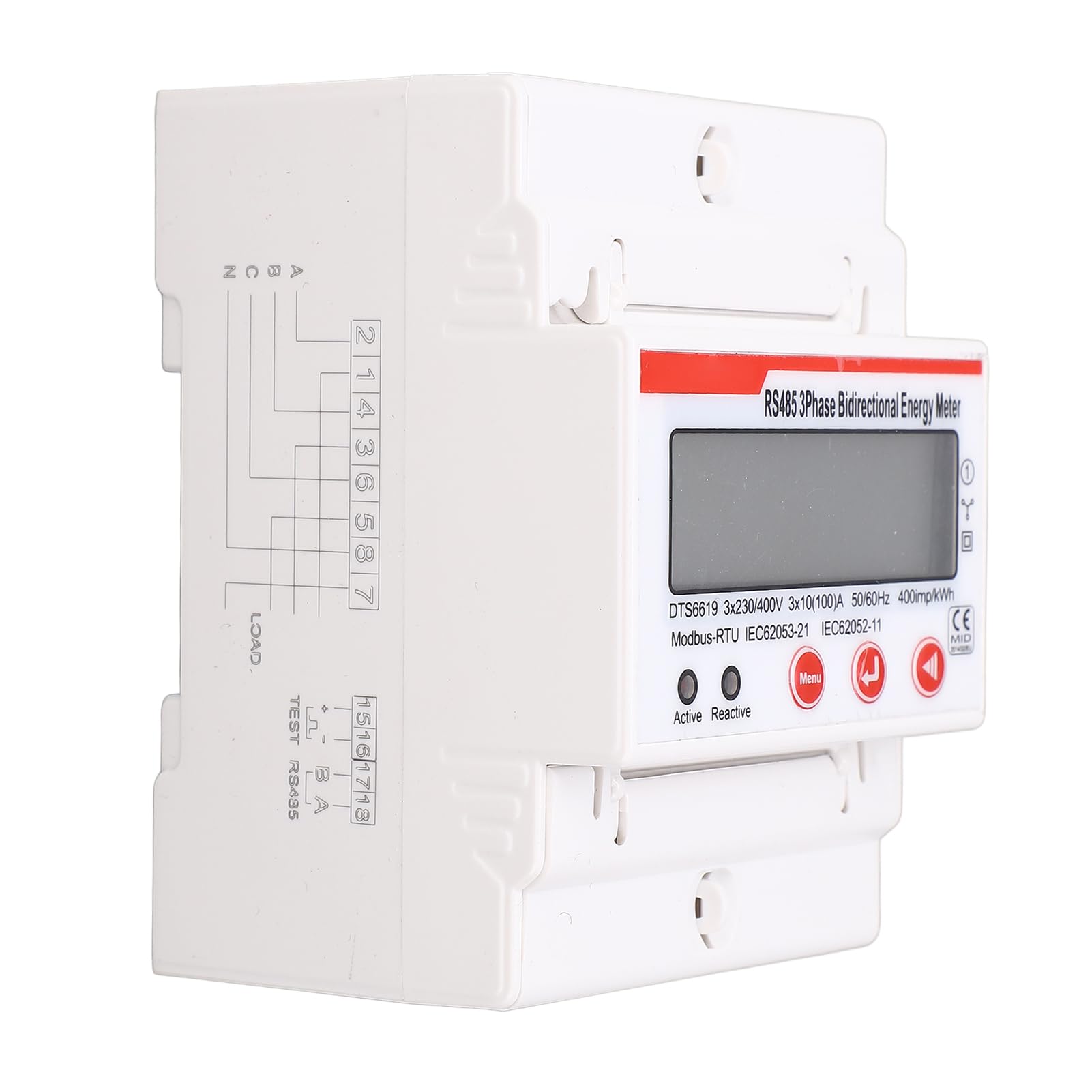 DIN-Schienen-Leistungsmessgerät, 3-Phasen-Energiemessgerät, Multifunktionales LCD-Display, Voltmeter und Amperemeter für den Industriellen Einsatz, 35 Mm Standardgröße