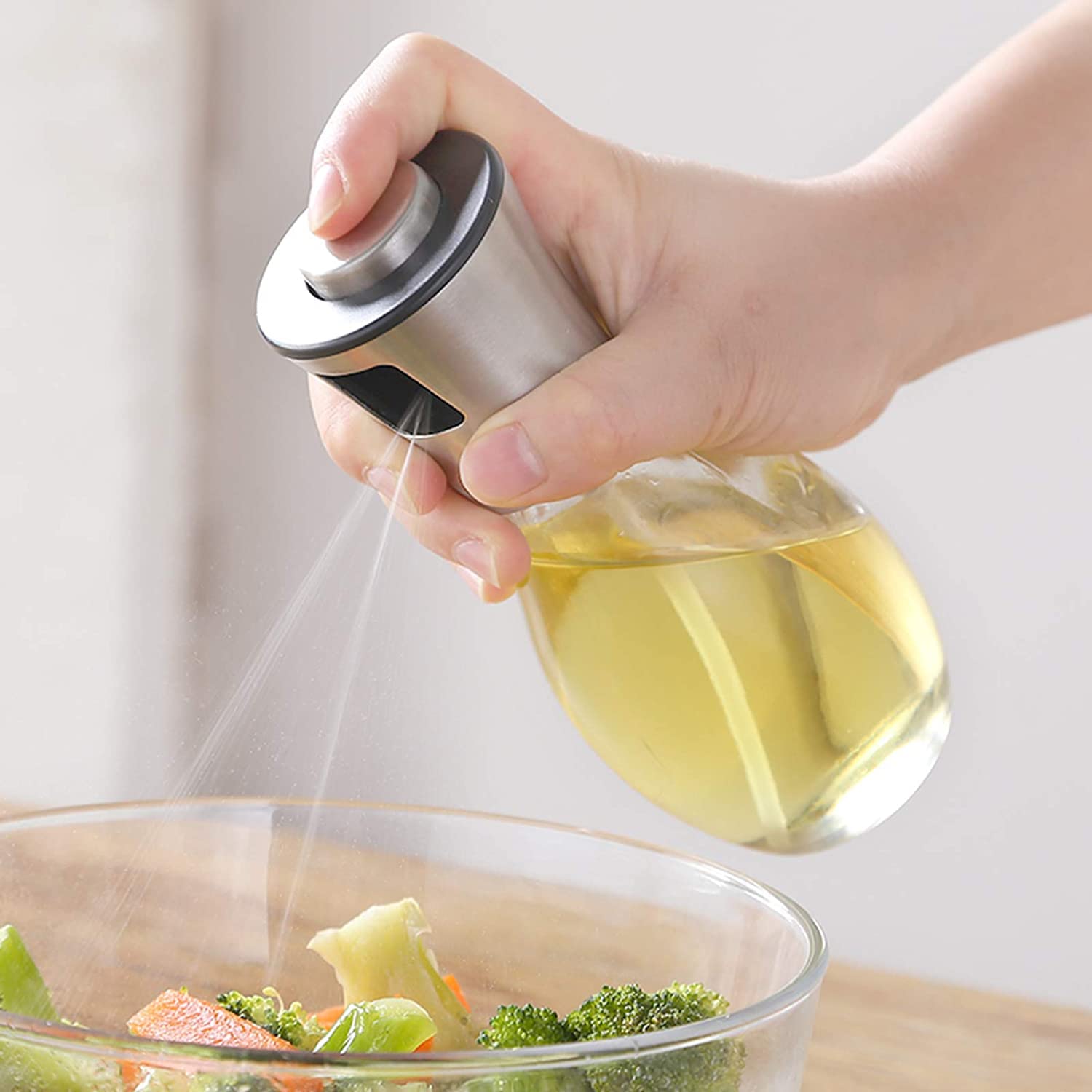 Spruzzatore di Olio d'oliva da 200 ml, spruzzatore di Olio d'oliva Portatile distributore di aceto, Bottiglia di Olio di Vetro per insalate grigliate per Cucinare e friggere.