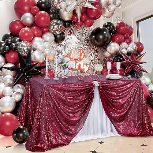 Image of B-COOL Sequin Tablecloth Glitter Birthday Table Cloth Sparkly Shimmer for SquareTable Cloth 90x90 Inches Overlay for Party Supplies Christmas Event Wedding Decorations