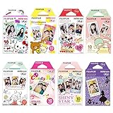 Fujifilm Instax Mini Film 8 Pack Bundle Hello kitty, Disney Mickey, Pooh, RiLakkuma, Little Twin Stars, Candy Pop, Shiny Star, Disney Alice and+ Stickers 40 pcs.