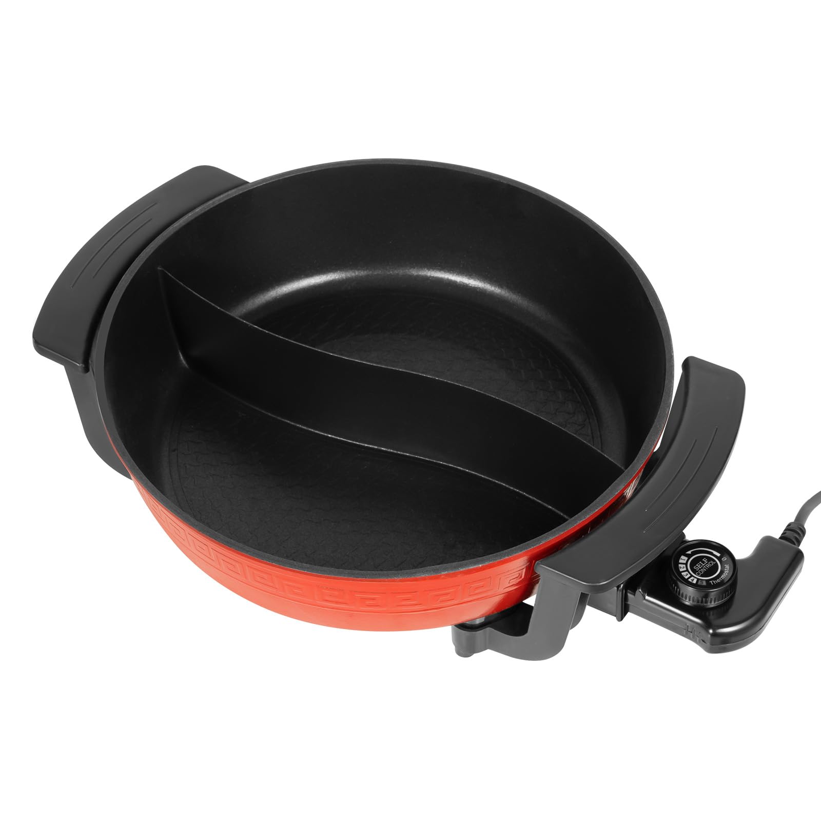 1360 W, olla caliente eléctrica, 6 L, olla de doble cara, separable para 6 personas, con tapa, termostato ajustable, olla caliente con divisor