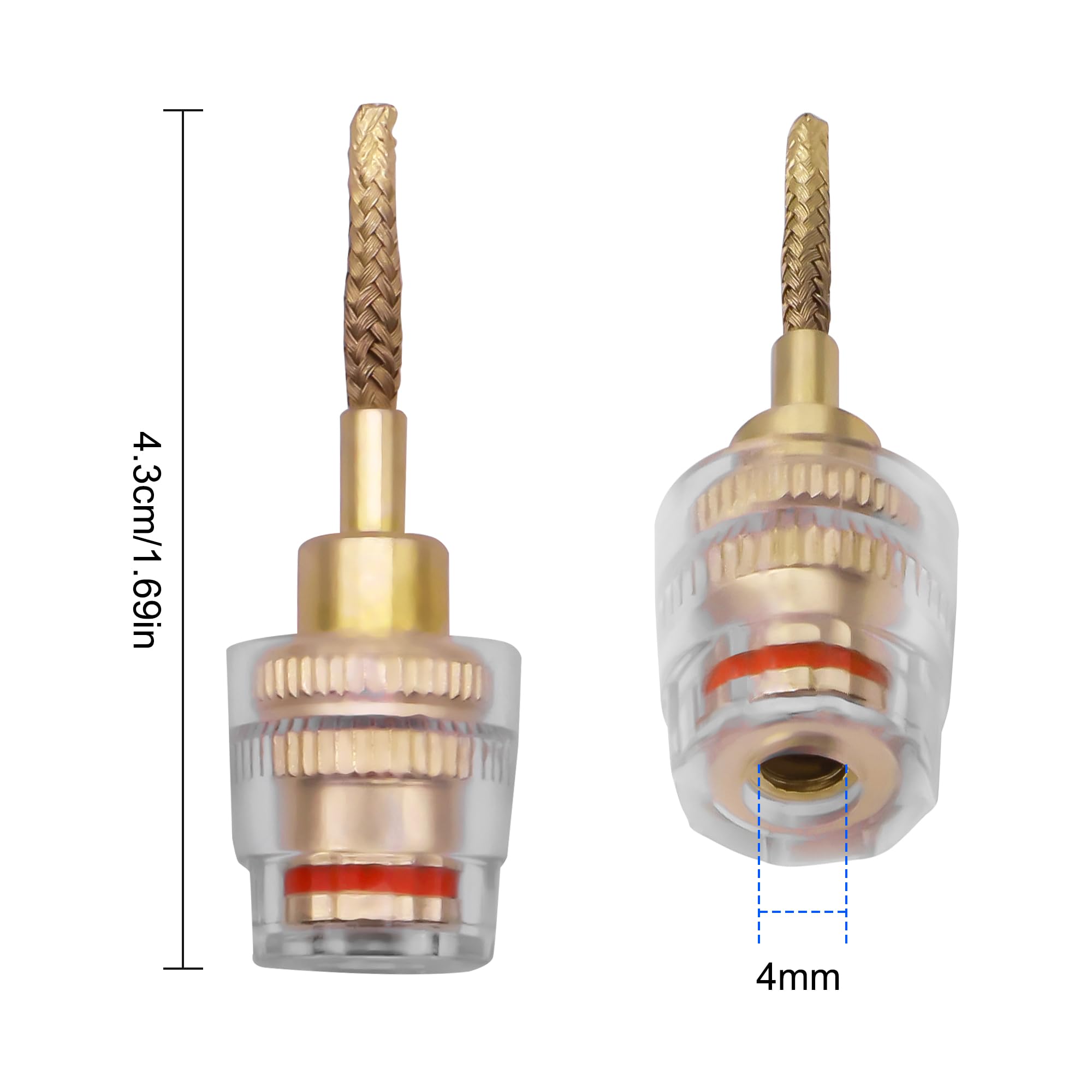 XMSJSIY 4 mm żeńskie złącze bananowe do adaptera audio HiFi audio czarno-czerwone, złącze bananowe do wzmacniacza i głośnika