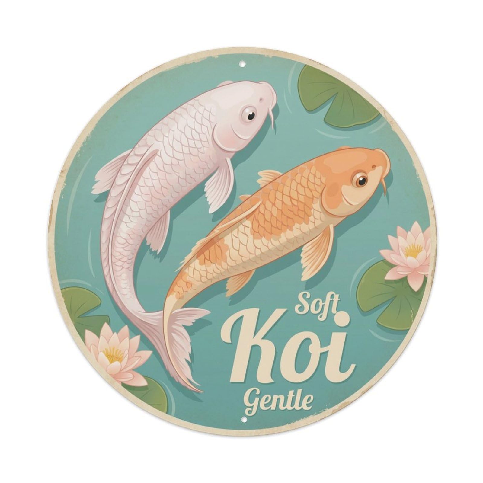 Tgrcjimh Style Metal Tin Sign Koi Fish Satiny Silky Polished Japan Retro