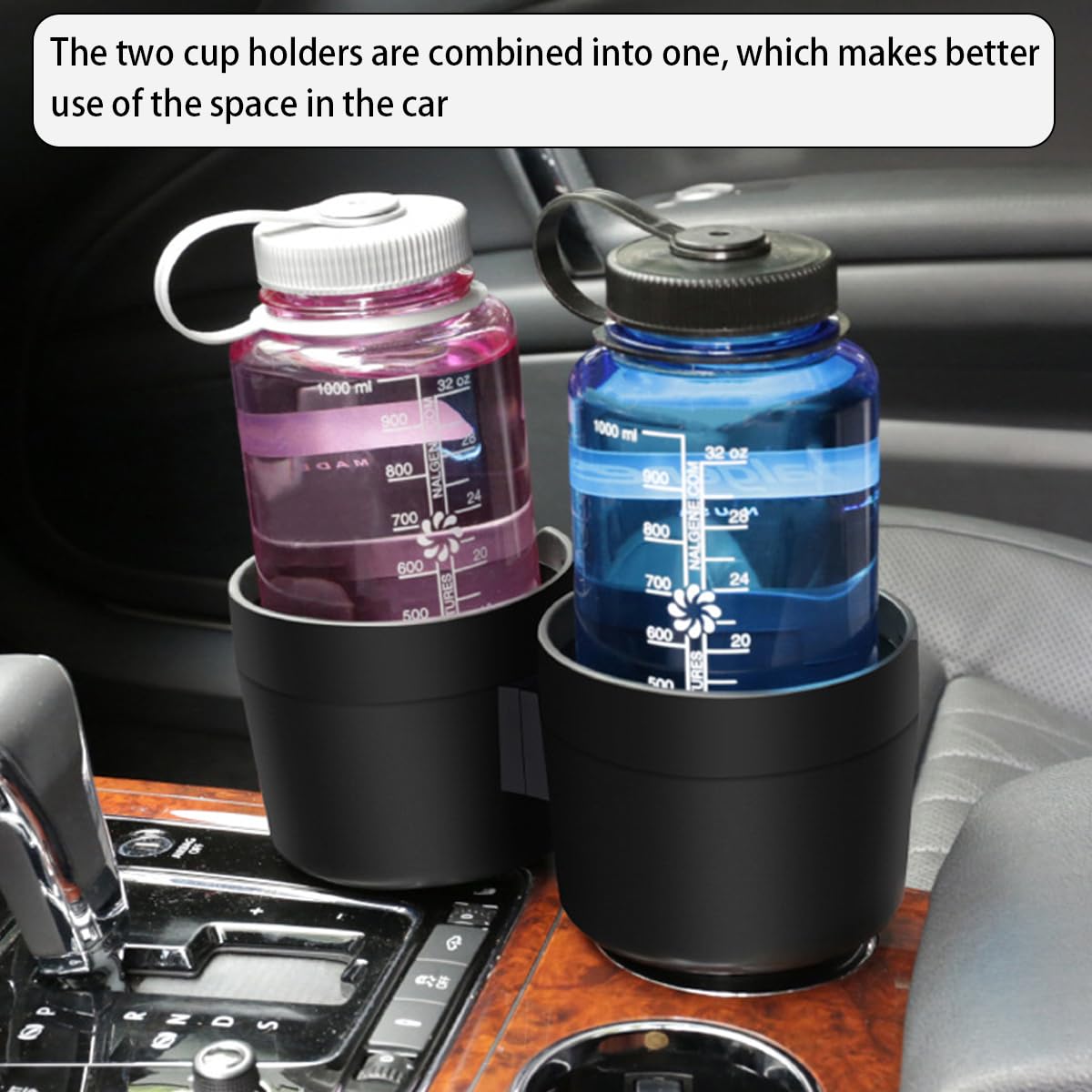 CGEAMDY Porte-Gobelets Voiture Double 2 En 1 Avec Base Extensible - Organisateur Multifonction Noir