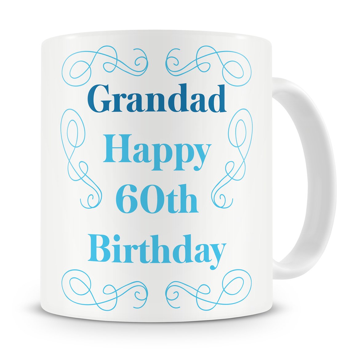 Givagift Blue "Grandad, Happy 60Th Birthday" Mug - Grandad / Granddad / Grandpa / Grandfather 60Th / Sixtieth Birthday Present / Gift Mug - Cute / Novelty / Unique - Coffee / Tea Mug - From Grandson / Grandaughter / Grandchildren (Blue)