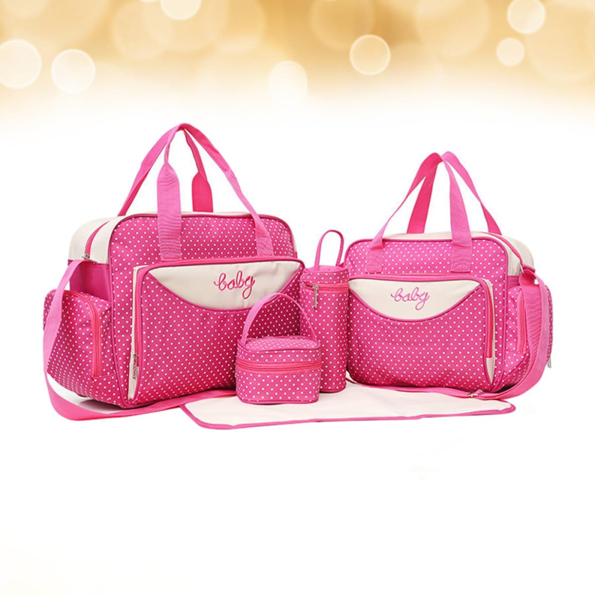Borsa Maternità Multifunzione Chic per Mamma Grande Capacità Leggero, Set 5 Pezzi Borsa a Tracolla e Mano per Viaggio e Spiaggia