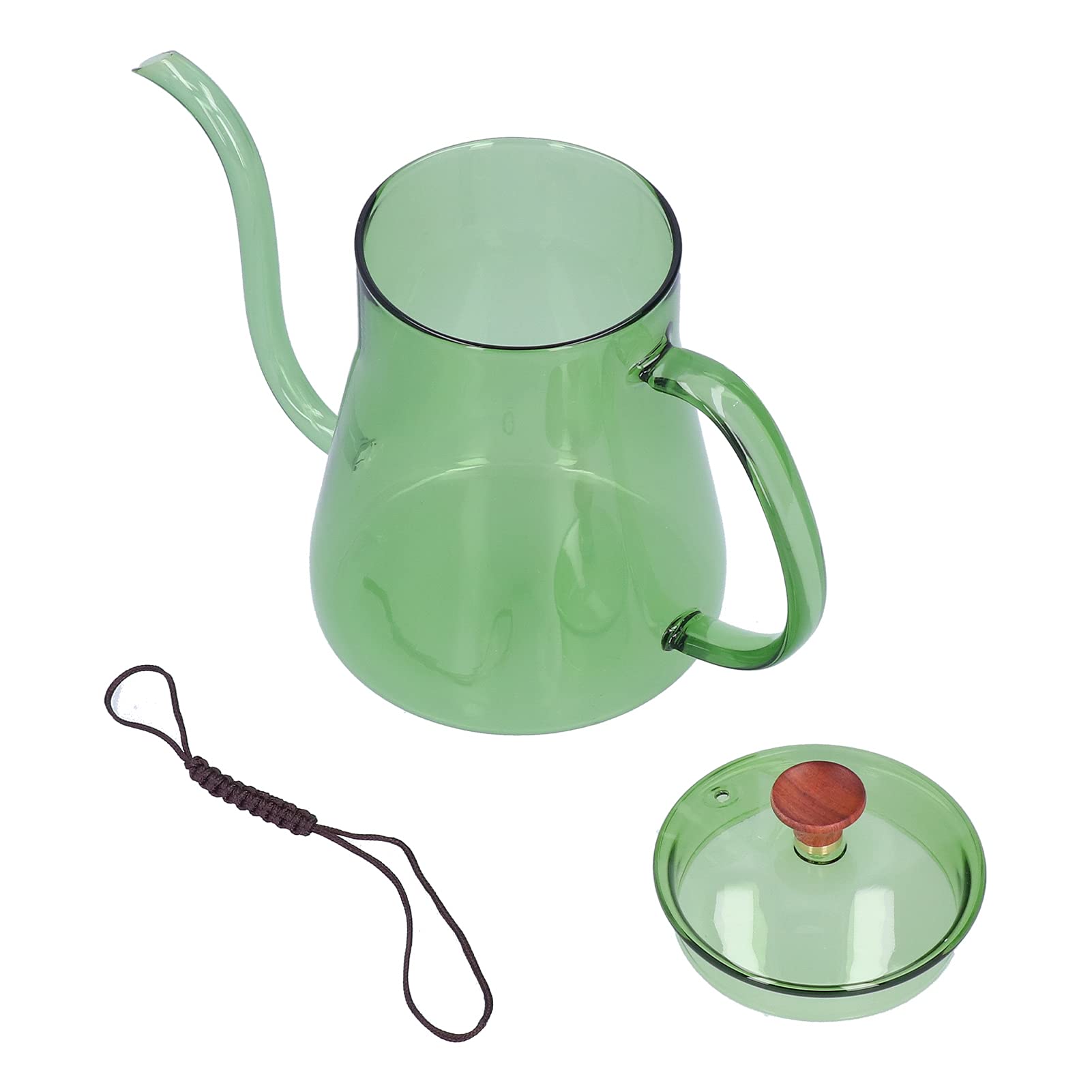 Bollitore per caffè Torvex, bollitore per caffè in vetro da 600 ml con ugello lungo, bollitore per tè da versare sopra per la preparazione della domestica (Verde)