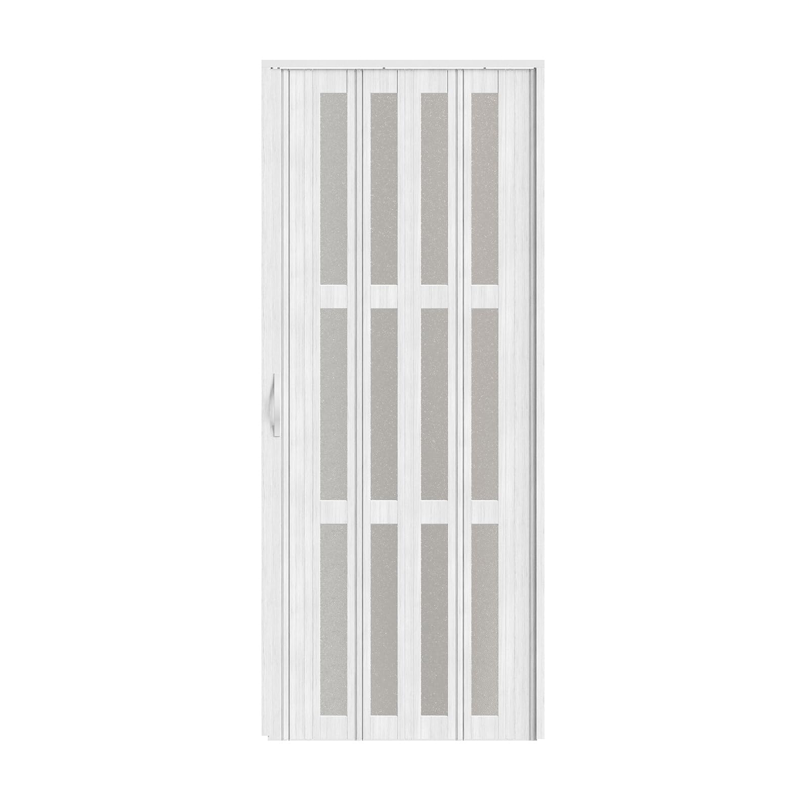 INMOZATA Folding Door Internal PVC Plastic Sliding Doors Features Tree-patterned Frosted PVC Glass Internal Doors with Handle Sliding Concertina Door Panel Divider, (15*20.5*216.5cm,Frosted Glass)