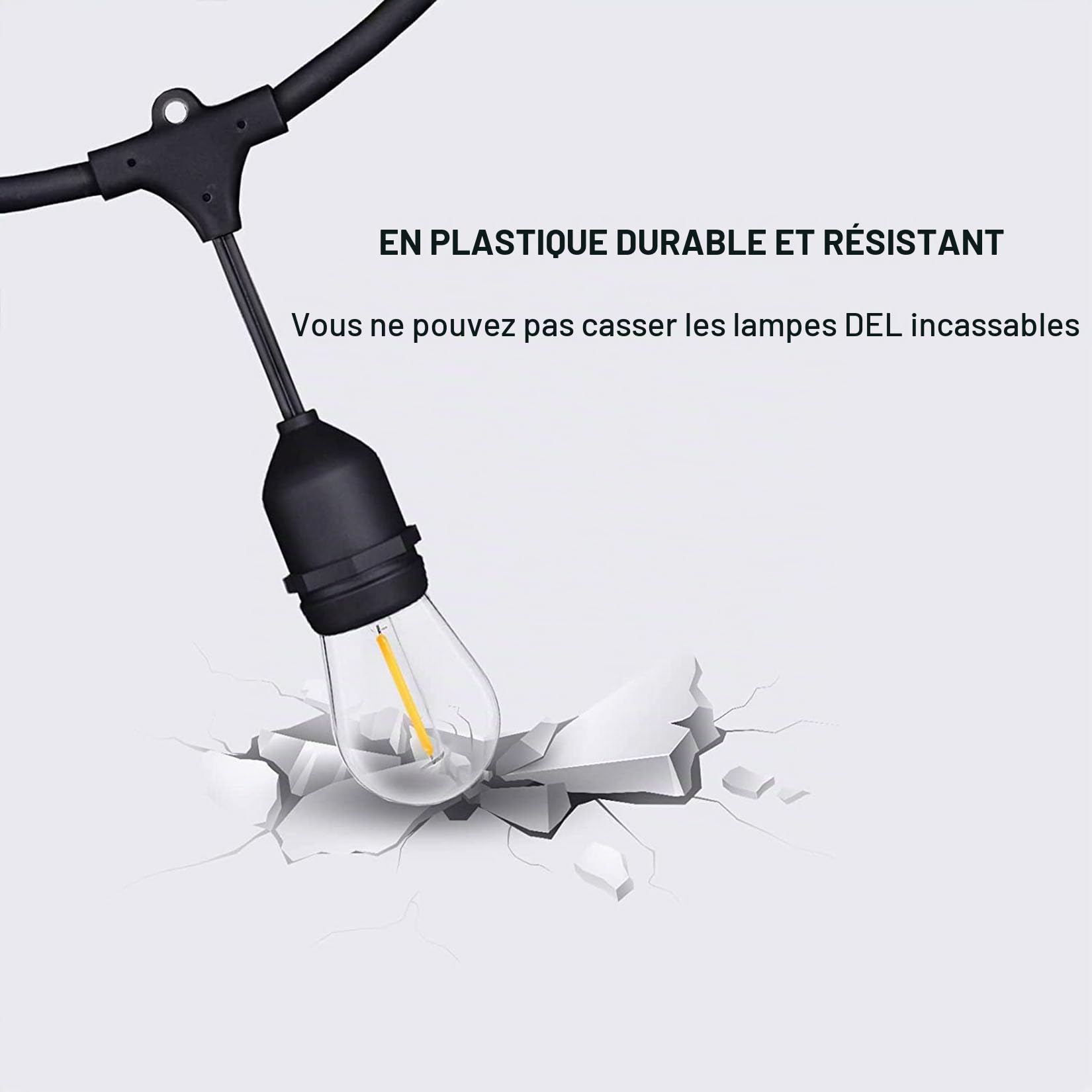 Guirlande lumineuse LED d'extérieur 30 m S14 E27 étanche IP65 avec 30 + 2 ampoules LED 2700 K Blanc chaud pour jardin, terrasse, mariage [Classe énergétique G]