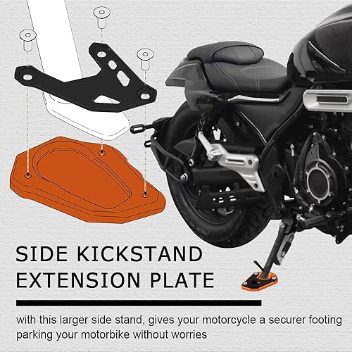 Miniatura 5 de Placa de extensión para soporte de motocicleta, ampliadora de pie lateral de motocicleta, placa de soporte de extensión lateral de pie, extensor de